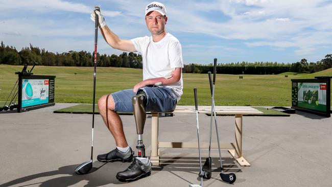 It took almost 12 months of rehabilitation before Heath Kolac was able to return home. After years of recovery, he has managed to rebuild his life and get back into his favourite sport, golf. Picture: Tim Carrafa