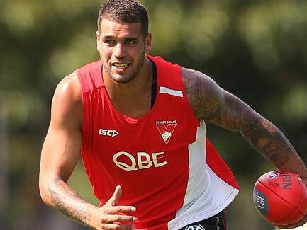 02/12/2013 SPORT: 02/12/2013 SPORT: Lance 'Buddy' Franklin at Sydney Swans training as the full squad return for their first training session. pic. Phil Hillyard