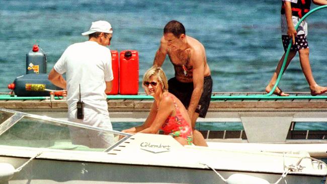 Diana with new boyfriend Dodi Fayed (R) on the French Riviera in early 1997.