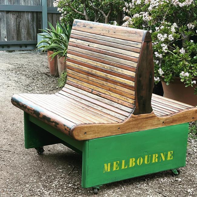 A restored Melbourne tram seat dating back to early to mid 1900’s. Picture: Facebook.