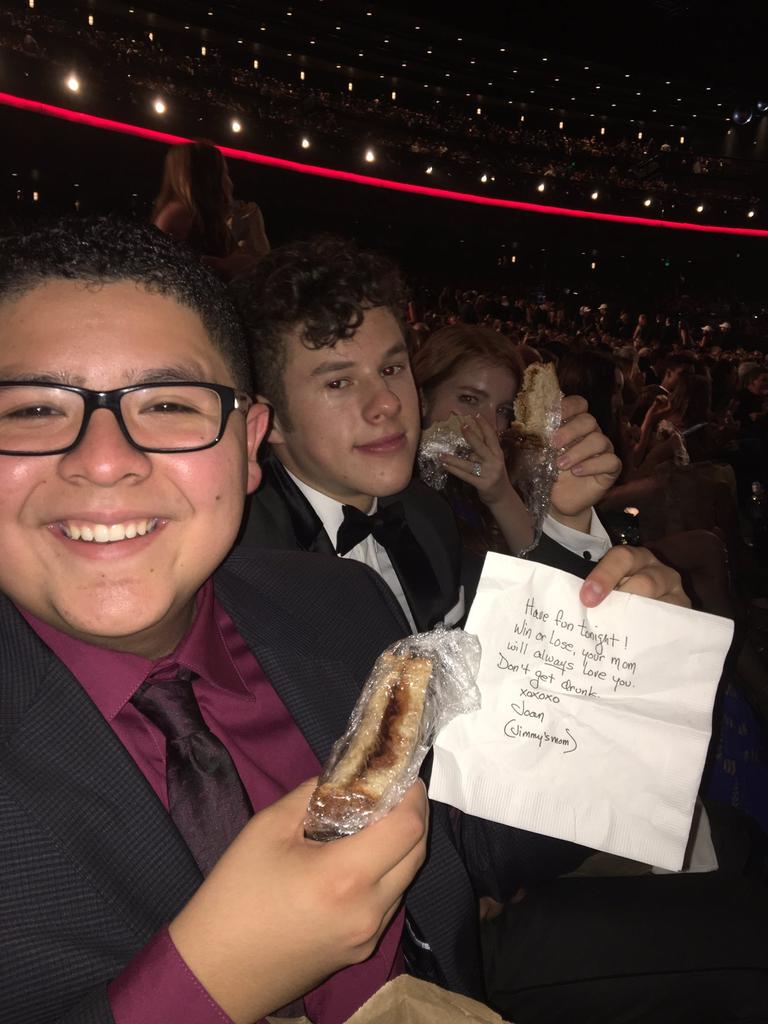 Rico Rodriguez with Nolan Gould, "Thank you Jimmy Kimmel's mom!! This is delicious." Picture: Instagram