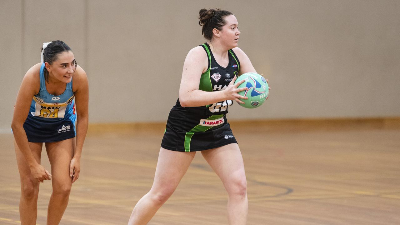 Macaulie McNeil of Darling Downs Panthers against Gold Coast Titans in Netball Queensland HART Sapphire Series Ruby League at Downlands College. Pictures: Kevin Farmer.