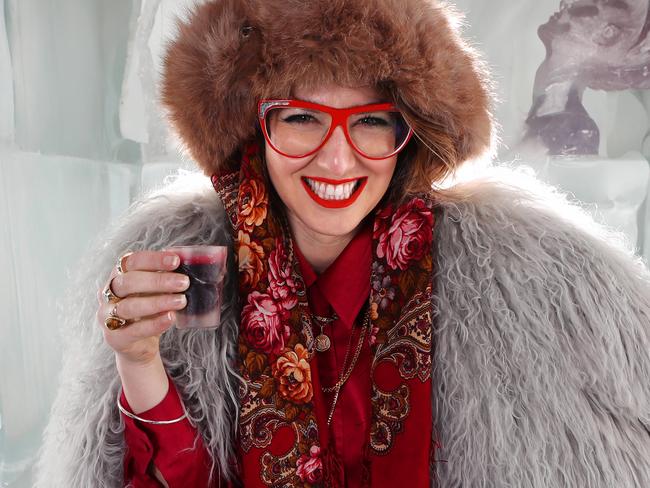 Taste covery story- World Cup Snacks at the Ice Bar 319 Brunswick st Fitzroy. Alice Zaslavsky in the ice bar drinking at eating snacks while watching the World Cup.   Picture Rebecca Michael.