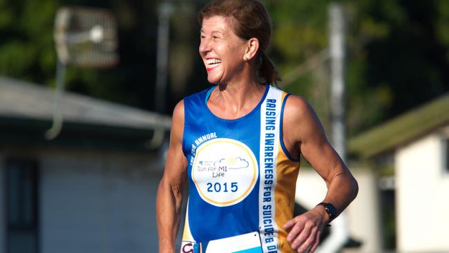 Nothing can faze Jeanette Farrugia in her 10km effort at the Run for MI Life. October 17, 2021 Picture: Marty Strecker