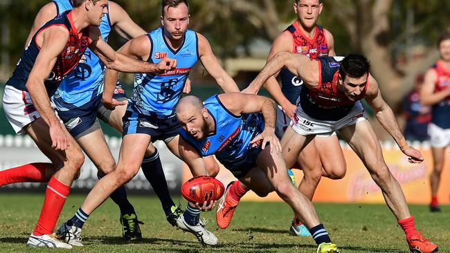 Sturt skipper Zane Kirkwood epitomises the hard-working qualities Grima wants to bring the the Double Blues. Picture: Tom Huntley