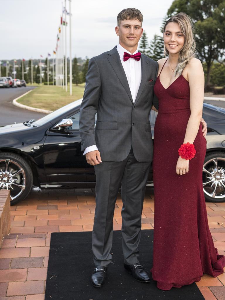 Cody Andrews with partner Alexandra Burton at Wilsonton State High School formal arrivals at USQ, Wednesday, November 18, 2020. Picture: Kevin Farmer