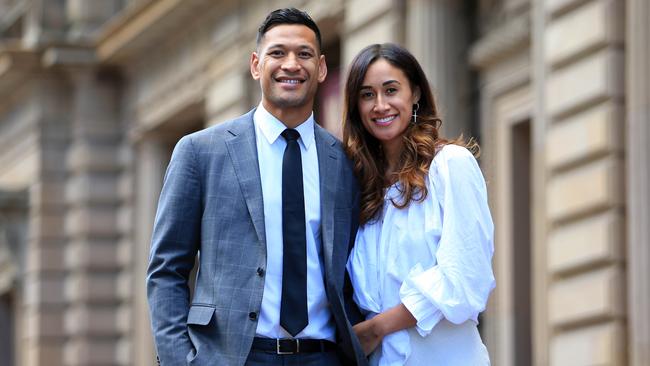 Israel Folau with his Maria after their dispute with Rugby Australia was settled Picture: Aaron Francis/The Australian