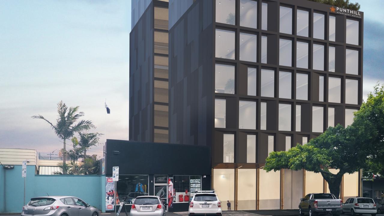 Renders of the Punthill apartment hotel complex due to open in Geelong in 2024.