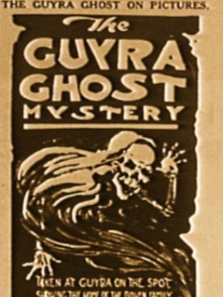 The movie poster promoting the silent film about the Guyra Ghost.