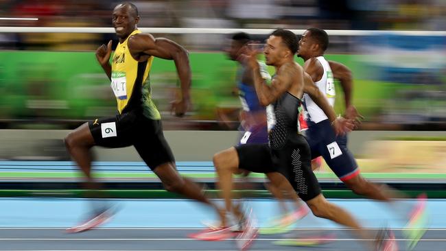 Usain Bolt at top speed in the Rio Olympic Games in 2016. Picture: Getty Images