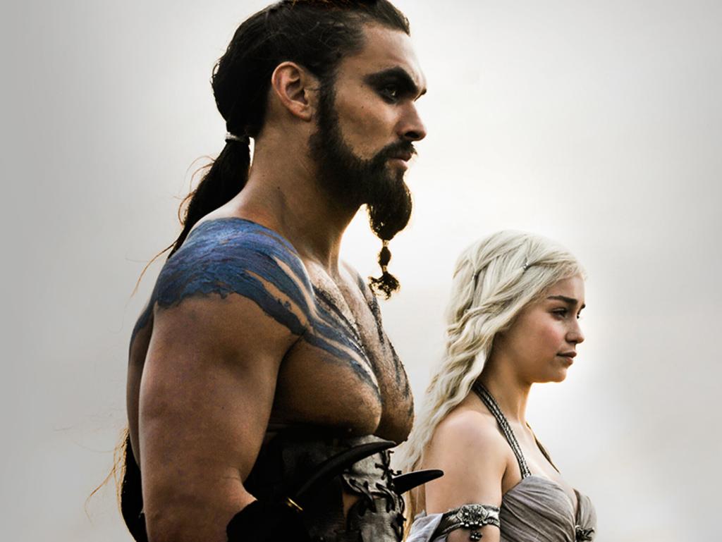 Momoa and Clarke in Game Of Thrones.