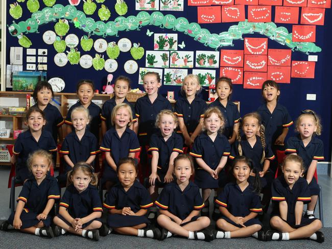 St Hildas Prep Class H. Picture Glenn Hampson. Left to Right: Back Row: Yolanda Zhi, Wendy Chen, Ivy Rameau, Sienna George, Matilde Smith, Samantha Sun, Leila Leece Middle Row: Sofia Kalamaras, Florence Blackburne, Olivia Street, Sienna Webb, Amity Waldrip, Autumn Sibilant-Upcroft, Montana Elphick Front Row: St Hilda's Student, Lulu Brosnan, Ruby Lee, Alessandra Noble, Pearly Ho, Mia Harrington