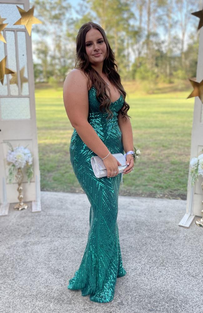 Chloe Bermingham arrives at the 2024 Gympie State High School graduation formal.