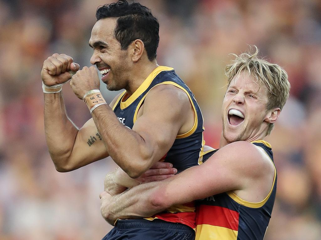 Eddie Betts and Rory Sloane were teammates at the Crows. Picture: Sarah Reed