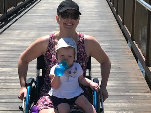 Mother of two Karly King was in a wheelchair and had to learn to walk again after a P plater hit her bicycle. She was put on oxycodone. Picture: supplied