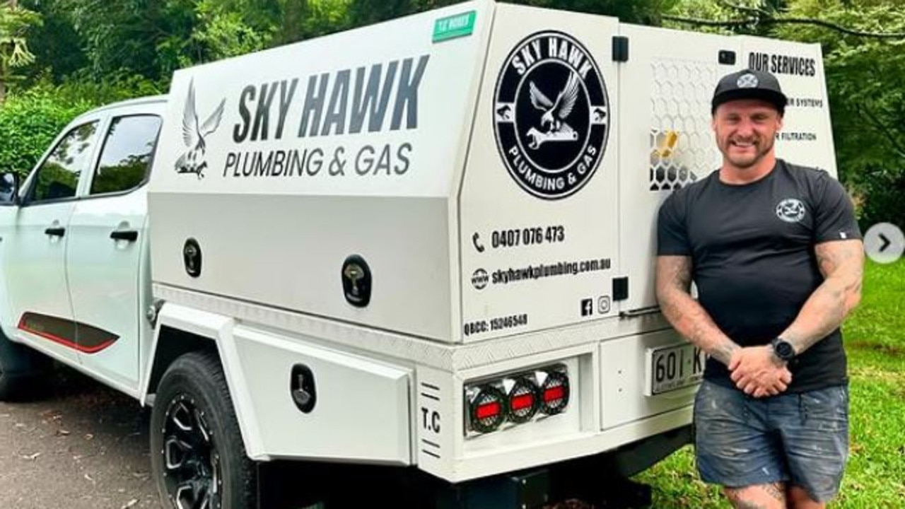 Joshua Leslie Hawkins, 34, owner of Sky Hawk Plumbing & Gas. Picture: Instagram