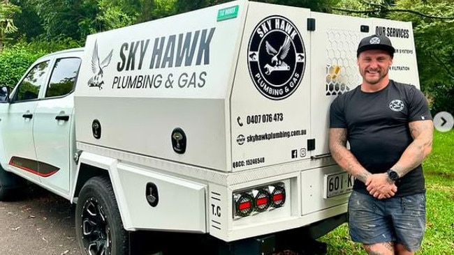 Joshua Leslie Hawkins, 34, owner of Sky Hawk Plumbing & Gas. Picture: Instagram
