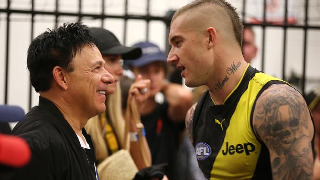 Ralph Carr chats with Dustin Martin. Picture: Michael Klein