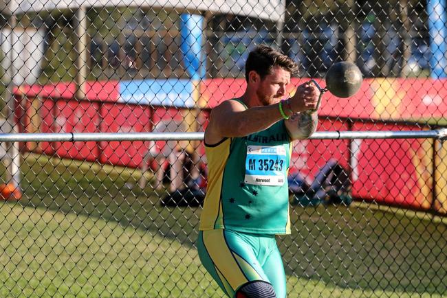 Ipswich athlete Darrin Norwood competes at the world masters championships in Perth.