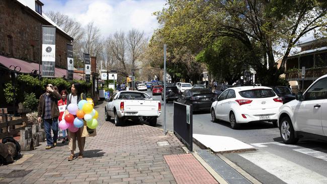 The busy main street in Hahndorf. Picture: Emma Brasier