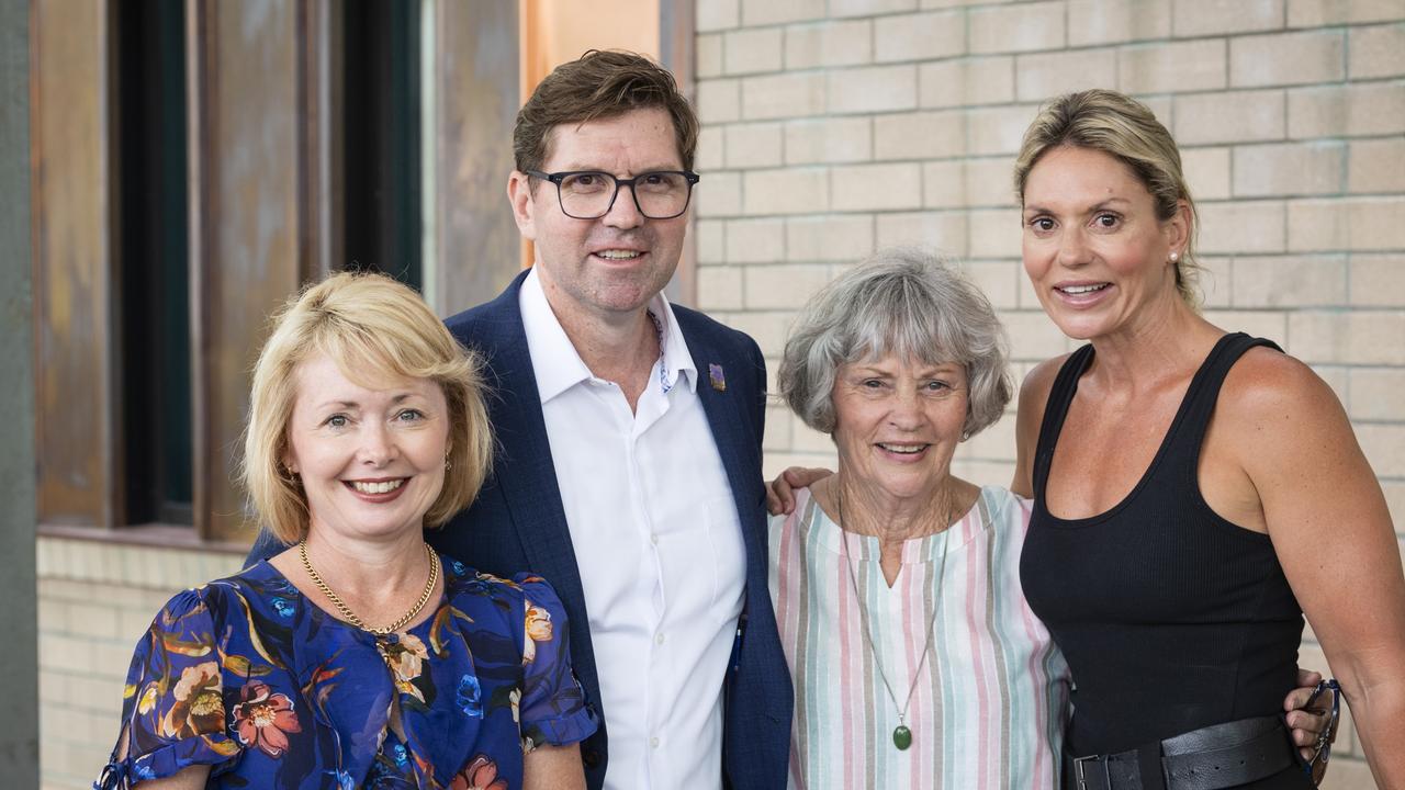 Incumbent TRC Mayor Geoff McDonald, with family (from left) wife Lisa, mum Joan and sister Maree, announces he will stand for the position in the upcoming local government election, Monday, January 29, 2024. Picture: Kevin Farmer