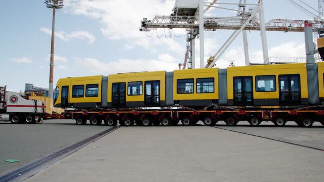 New G:link tram arrives at the Port of Brisbane