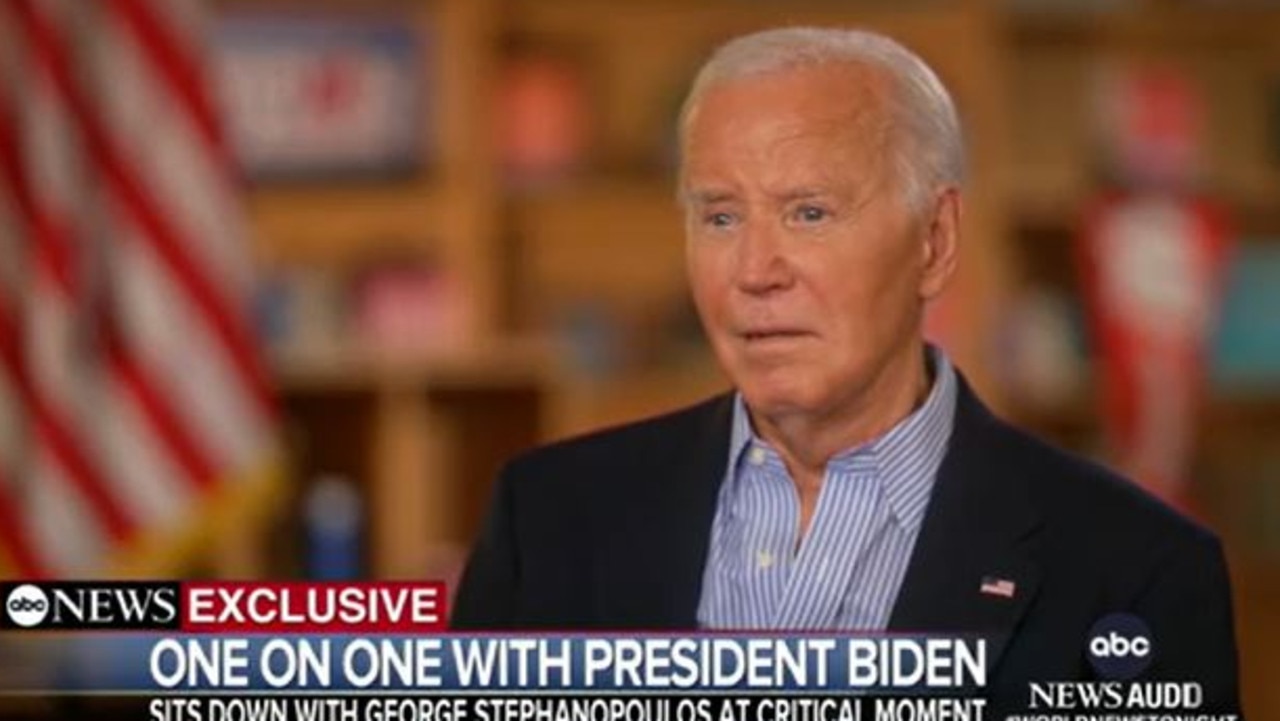 Mr Biden speaks to ABC News anchor George Stephanopoulos. Picture: ABC News