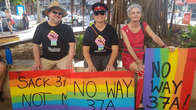 For years Top End residents have been campaigning against the Anti-Discrimination Act's section 37A, which allows religious schools to discriminate against employees on the basis of faith. Picture: Rainbow Territory