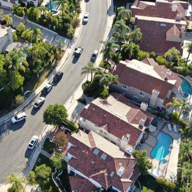 The house (at bottom) sits at the end of a cul-de-sac in Calabasas Park Estates. Picture: Backgrid