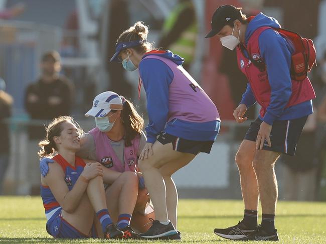 Injuries have been an unfortunate constant throughout Huntington’s career. Picture: Michael Willson/AFL Photos via Getty Images