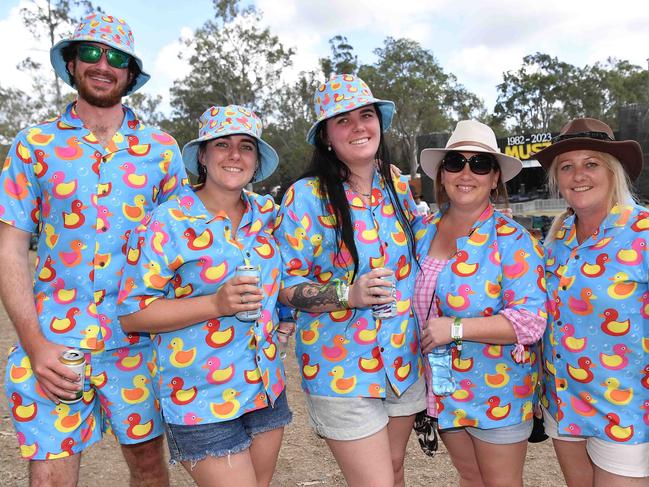 Tyson Brown, Emily Scurry, Mikalya Sheen, Sam Pearce and Karen Scurry at Gympie Music Muster. Picture: Patrick Woods.