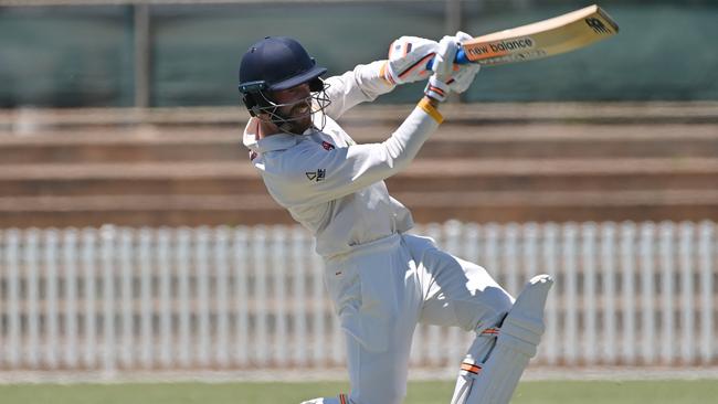 West Torrens captain Daniel Drew’s sensational year continued on the weekend, the star batter scoring 98 runs off just 107 balls. Picture: Keryn Stevens