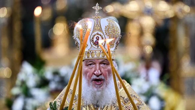 Russian Patriarch Kirill made his ceasefire appeal “so that Orthodox people can attend services on Christmas Eve and on the day of the Nativity of Christ”. picture: AFP