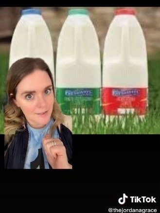 There are only three types of milk in the UK. Picture: TikTok/thejordanagrace.