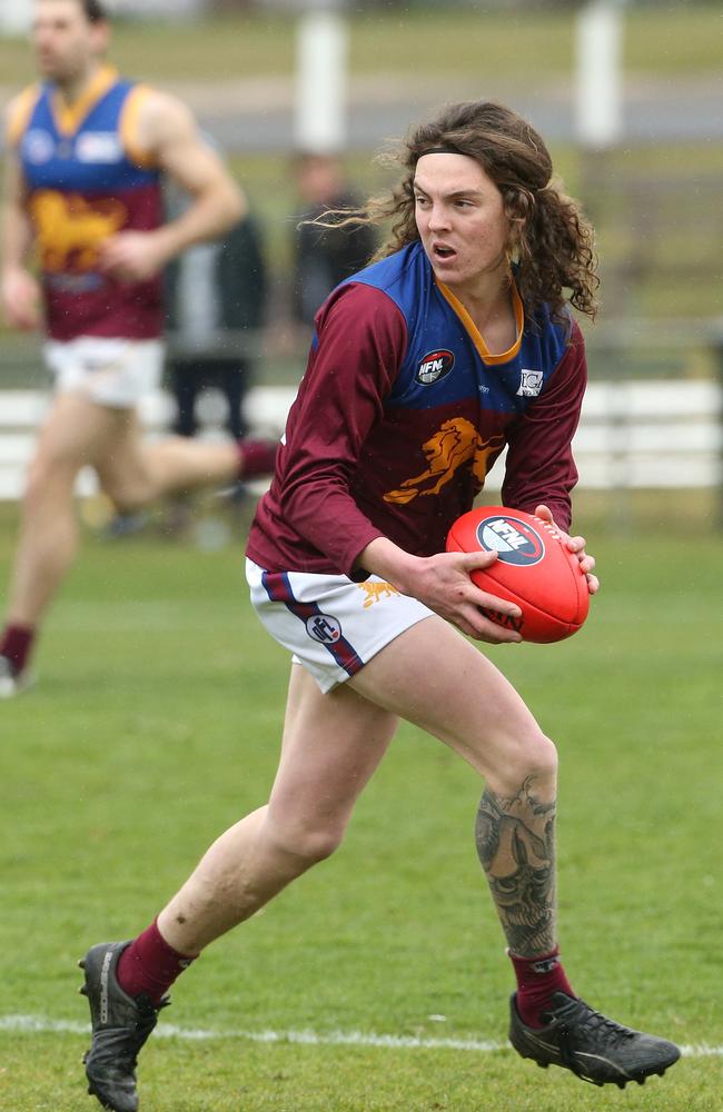 James Mellerick looks up field during South Morang’s preliminary final defeat to Panton Hill. Picture: Hamish Blair