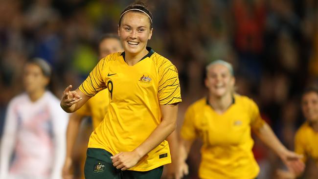 Caitlin Foord has 14 goals from 67 games for the Matildas.