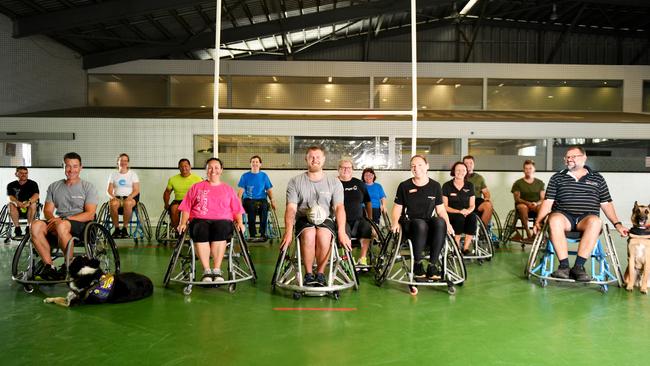 Townsville Private Clinic players took on Mates4Mates members in a game of wheelchair rugby. Picture: Alix Sweeney