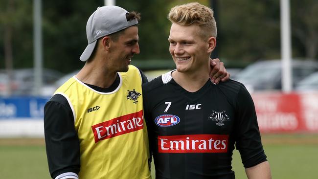 Collingwood’s Batman &amp; Robin — skipper Scott Pendlebury and Adam Treloar. Picture: Wayne Ludbey