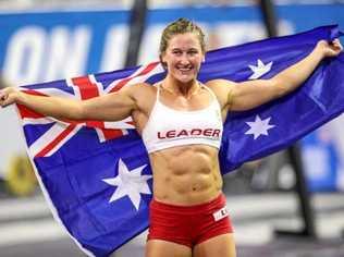 AUSTRALIAN MADE AND FROM GLADSTONE: Tia-Clair Toomey is pure world class as she displays the Aussie flag. Picture: Contributed - Tia-Clair Toomey