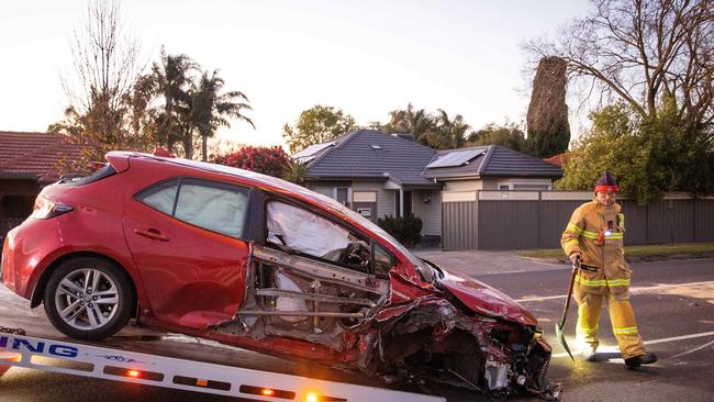 Police are investigating the circumstances surrounding a two-car collision in Oakleigh South Tuesday morning. Picture: Mark Stewart