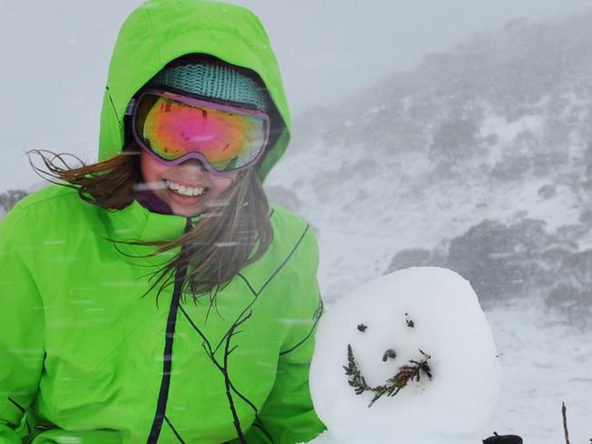 13 year old Emmie Phillips of Jindabyne pictured here playing in over 15cm of snow which has fallen in Perisher today. Photo supplied