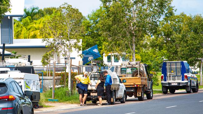 Worksafe NT and the police investigate an incident at a worksite in Bayview. Picture: Che Chorley