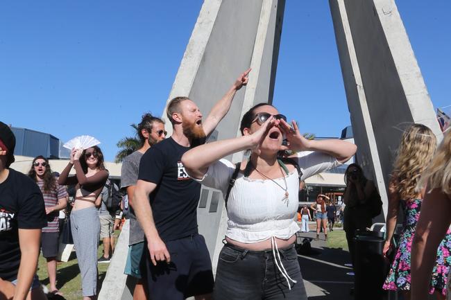 People in the Tweed are protesting the border restrictions. 22 August 2021 Coolangatta Picture by Richard Gosling