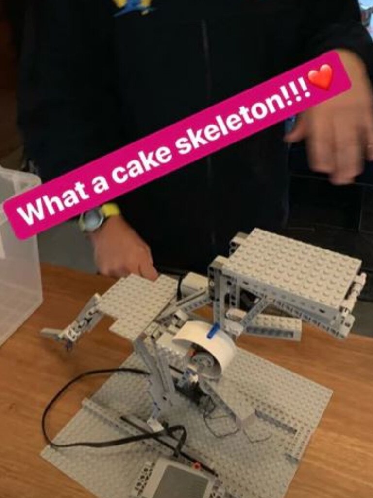 He started with a LEGO skeleton.