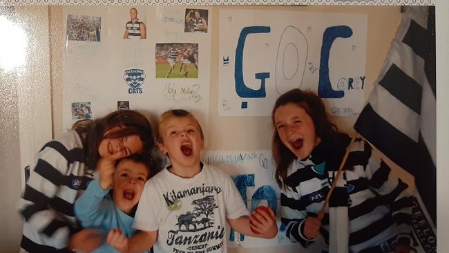 Former Geelong player Paul Brown's children getting into the spirit. Picture: Supplied