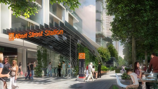 An artist’s impression of the Cross River Rail’s Albert St Station.