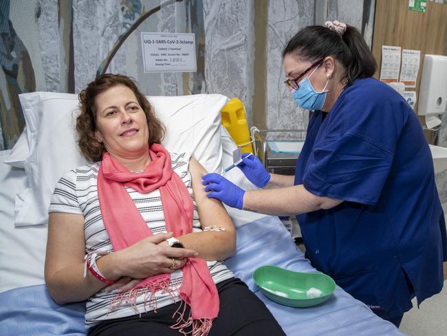 BRISBANE, AUSTRALIA - NewsWire Photos JULY 13, 2020: Dosing begins in first human trial of UQ COVID-19 vaccine: The next critical phase for The University of Queensland’s COVID-19 vaccine is underway – with the research effort moving out of the lab and into human trials. Healthy adult volunteers have received the first dose of the vaccine at the Brisbane clinic of phase 1 clinical trials specialist, Nucleus Network. Picture: NCA NewsWire / Supplied