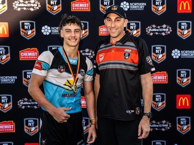 Brandon Norris with Nathan McDonald, operations manager with NRLNT. Picture: Supplied.