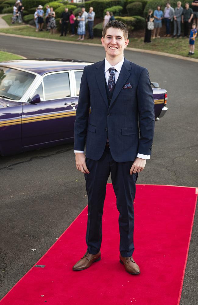 William Rayner arrives at Mary MacKillop Catholic College formal at Highfields Cultural Centre, Thursday, November 14, 2024. Picture: Kevin Farmer