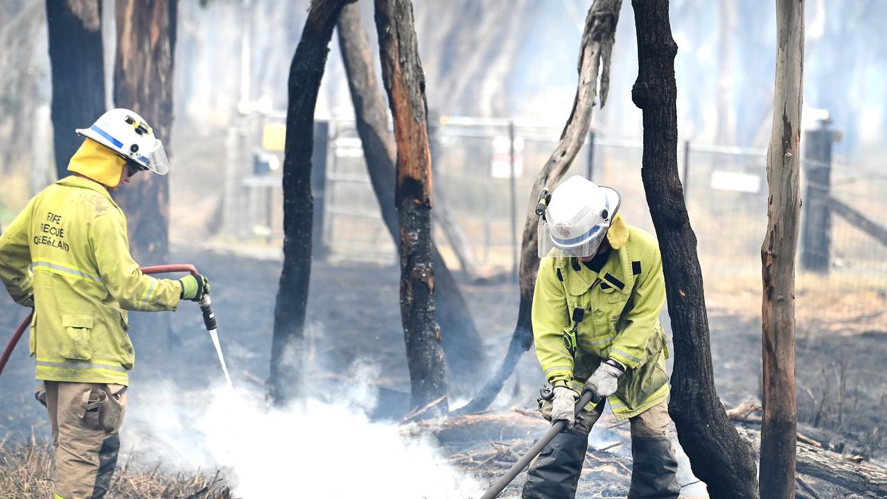 Emergency crews work to manage the bushfires in the Southern Downs regional area near the Queensland to NSW border. Picture: NCA NewsWire / John Gass